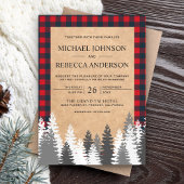 クラフト素朴レッドバッファロープライド白結婚松 招待状