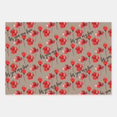 クラフト素朴レッドバレンタインカスタムことわざフローラ ラッピングペーパーシート (正面3)