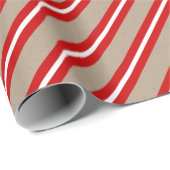クラフト素朴レッドホワイトワイドストライプ ラッピングペーパー (ロールコーナー)