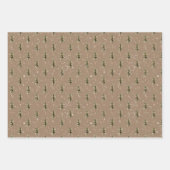 クラフト素朴レッド&グリーンクリスマスツリー ラッピングペーパーシート (正面3)