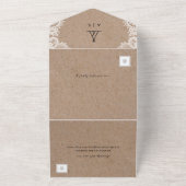 クラフト素朴レースアウトドアティピテントーズ結婚ズ オールインワン招待状 (外側)