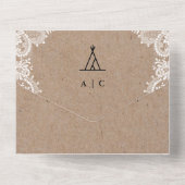 クラフト素朴レースアウトドアティピテントーズ結婚ズ オールインワン招待状 (裏面)