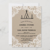 クラフト素朴レースアウトドアティピテントーズ結婚ズ 招待状 (正面)