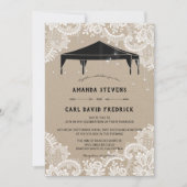 クラフト素朴レースアウトドアテントズ結婚ーズ 招待状 (正面)