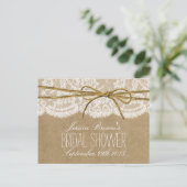 クラフト素朴レーストツインボウブライダルシャワーレシピ インビテーションポストカード (スタンド正面)