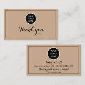 クラフト素朴ロゴありがとうビジネス報酬パンチ ロイヤリティカード (正面/裏面)