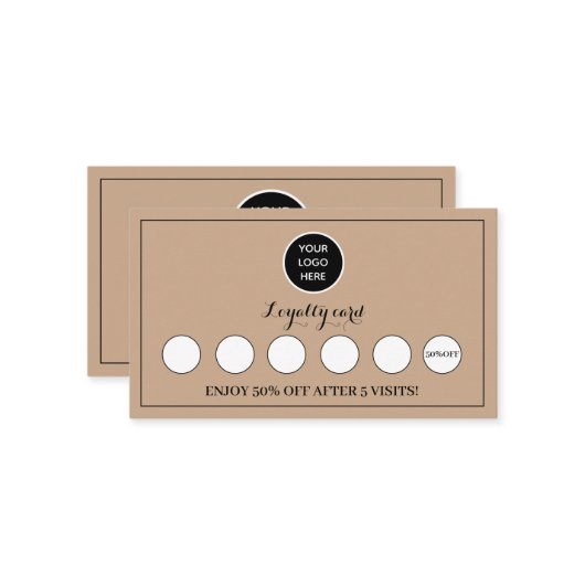 クラフト素朴ロゴビジネス報酬パンチ ロイヤリティカード (正面/裏面インサイチュ)