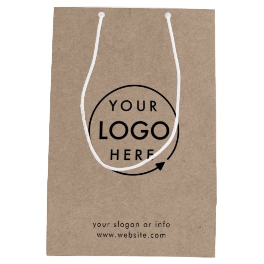 クラフト素朴ロゴ |ビジネスモダンナチュラル ミディアムペーパーバッグ (裏面)