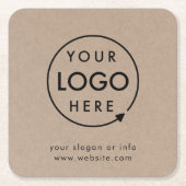 クラフト素朴ロゴ |ビジネス企業のモダン スクエアペーパーコースター (正面)