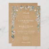 クラフト素朴ワイルドフラワーウォーターカラーフローラ結婚ズ 招待状 (正面/裏面)