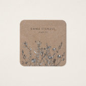 クラフト素朴ワイルドフラワーズフローラスクエアビズカード (正面)