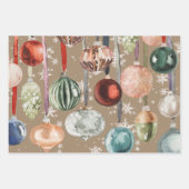 クラフト素朴ヴィンテージぶら下がったリボンガラスオーナメント ラッピングペーパーシート (正面)