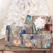 クラフト素朴ヴィンテージぶら下がったリボンガラスオーナメント ラッピングペーパーシート