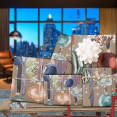 クラフト素朴ヴィンテージぶら下がったリボンガラスオーナメント ラッピングペーパーシート