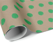 クラフト素朴ヴィンテージクリスマスグリーンドット ラッピングペーパー (ロールコーナー)