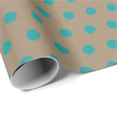 クラフト素朴ヴィンテージクリスマスティール（緑がかった色）ブルードット ラッピングペーパー (ロールコーナー)