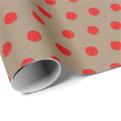 クラフト素朴ヴィンテージクリスマスレッドドット ラッピングペーパー (ロールコーナー)