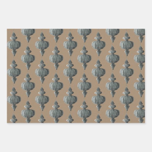 クラフト素朴ヴィンテージスカンジナビア紙オーナメント ラッピングペーパーシート (正面)