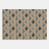 クラフト素朴ヴィンテージスカンジナビア紙オーナメント ラッピングペーパーシート (正面3)