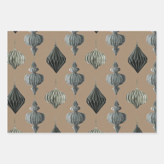 クラフト素朴ヴィンテージスカンジナビア紙オーナメント ラッピングペーパーシート (正面)