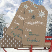 クラフト素朴ヴィンテージスターオーナメント積雪 ギフトタグ