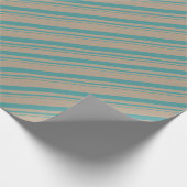 クラフト素朴ヴィンテージティール（緑がかった色）グリストライプーン ラッピングペーパー (角)