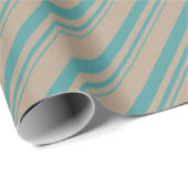 クラフト素朴ヴィンテージティール（緑がかった色）グリストライプーン ラッピングペーパー (ロールコーナー)