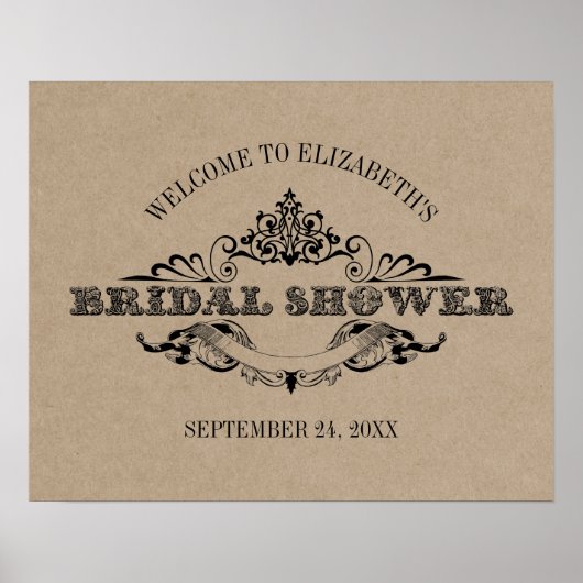 クラフト素朴ヴィンテージフレームブライダルシャワーへようこそ ポスター (正面)