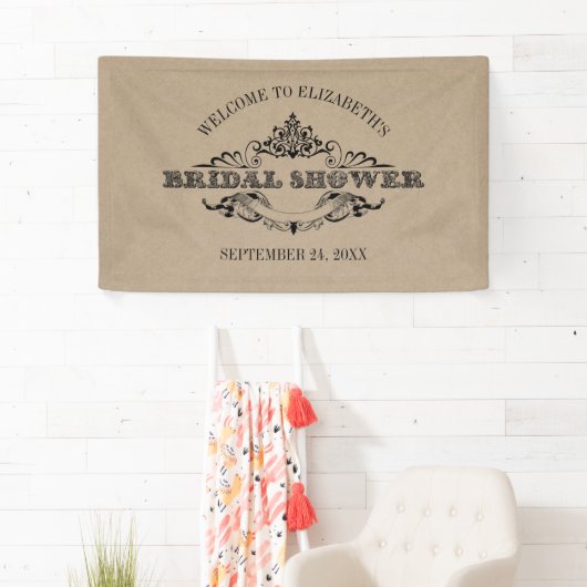 クラフト素朴ヴィンテージフレームブライダルシャワーへようこそ 横断幕 (インサイチュ)