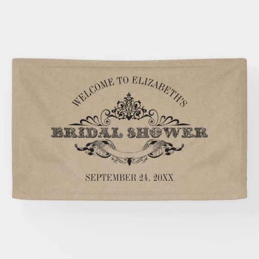クラフト素朴ヴィンテージフレームブライダルシャワーへようこそ 横断幕 (横)