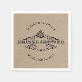 クラフト素朴ヴィンテージフレームブライダルシャワー スタンダードカクテルナプキン