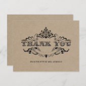 クラフト素朴ヴィンテージブライダルシャワーサンキューカード (正面/裏面)