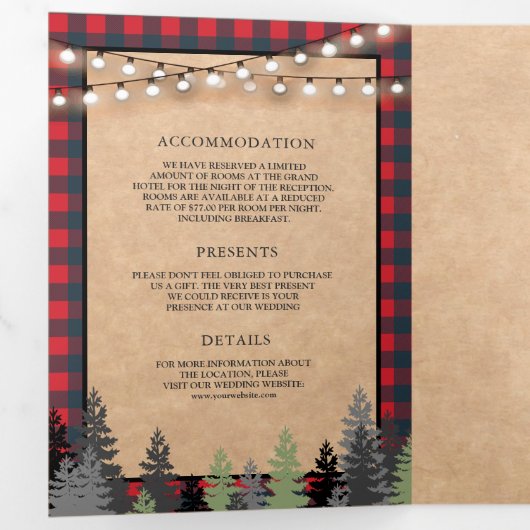 クラフト素朴ヴィンテージレッドクリスマストラック結婚ズ 三つ折り招待状 (内部最初)