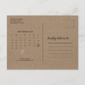 クラフト素朴乾燥ひまわり結婚式の日付を保存 ポストカード (裏面)