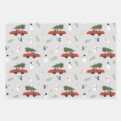 クラフト素朴冬のクリスマスツリーと雪 ラッピングペーパーシート (正面)