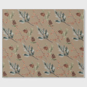 クラフト素朴冬のスプルースのコーン&ベリーマット ラッピングペーパー (フラット)