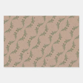 クラフト素朴冬の水彩植物性クリスマス ラッピングペーパーシート (正面3)