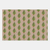 クラフト素朴冬の水彩植物性クリスマス ラッピングペーパーシート (正面)