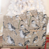 クラフト素朴冬の鳥のスズメ《鳥》アメリカゴガラ ラッピングペーパーシート