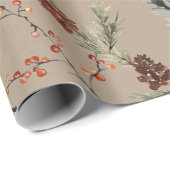 クラフト素朴冬スプルチェパインコーン赤い果実 ラッピングペーパー (ロールコーナー)