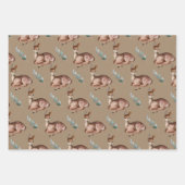 クラフト素朴冬動物赤キツネフクロウベビードー ラッピングペーパーシート (正面3)