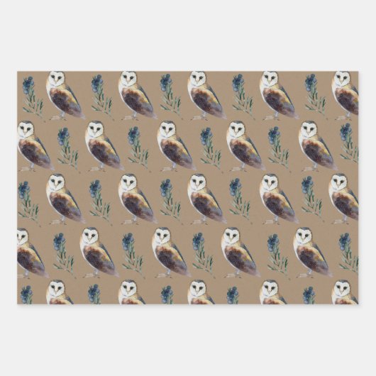 クラフト素朴冬動物赤キツネフクロウベビードー ラッピングペーパーシート (正面2)