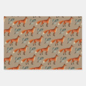 クラフト素朴冬動物赤キツネフクロウベビードー ラッピングペーパーシート (正面)