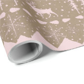 クラフト素朴北欧セーターピンクの冬の動物 ラッピングペーパー (ロールコーナー)