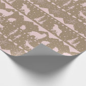 クラフト素朴北欧セーターピンクの冬の動物 ラッピングペーパー (角)