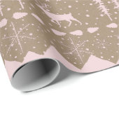 クラフト素朴北欧セーターピンクの冬の動物 ラッピングペーパー (ロールコーナー)