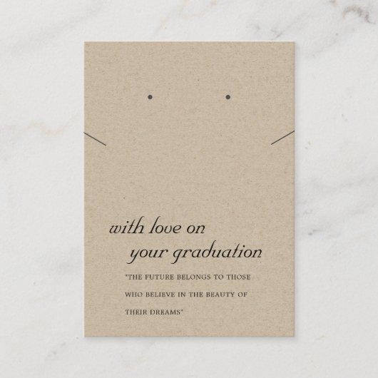 クラフト素朴卒業ネックレスイヤリングカード プレイスカード (正面)