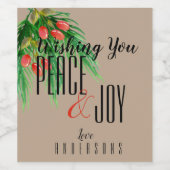 クラフト素朴平和と喜びミスタントクリスマス ワインラベル (シングルラベル)