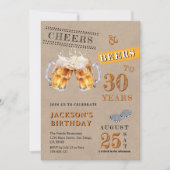 クラフト素朴応援&ビアーズ任意の年齢誕生日 招待状 (正面)