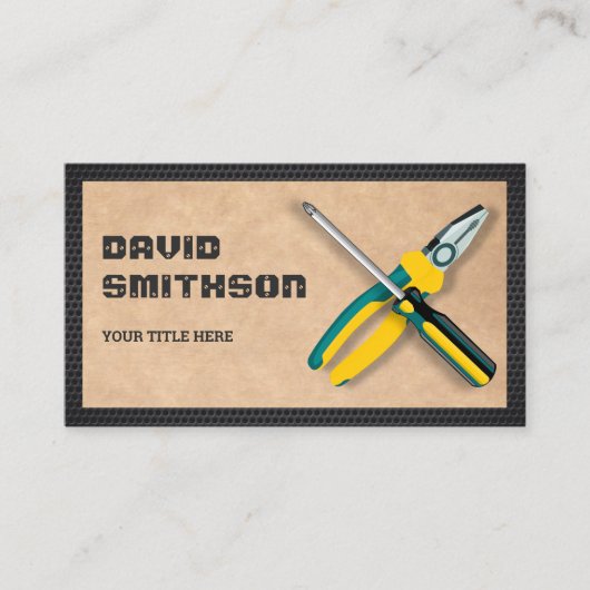 クラフト素朴手利人修理ツール電気技師 名刺 (正面)